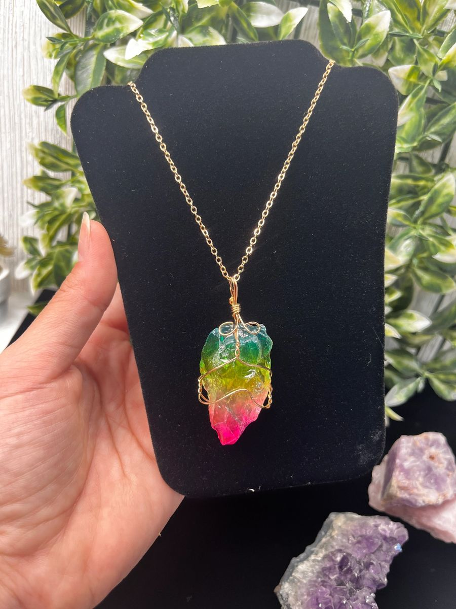 Necklace w/ Magical Healing Rainbow Stone