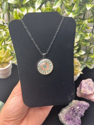 Black Necklace w/ Mandala Charm